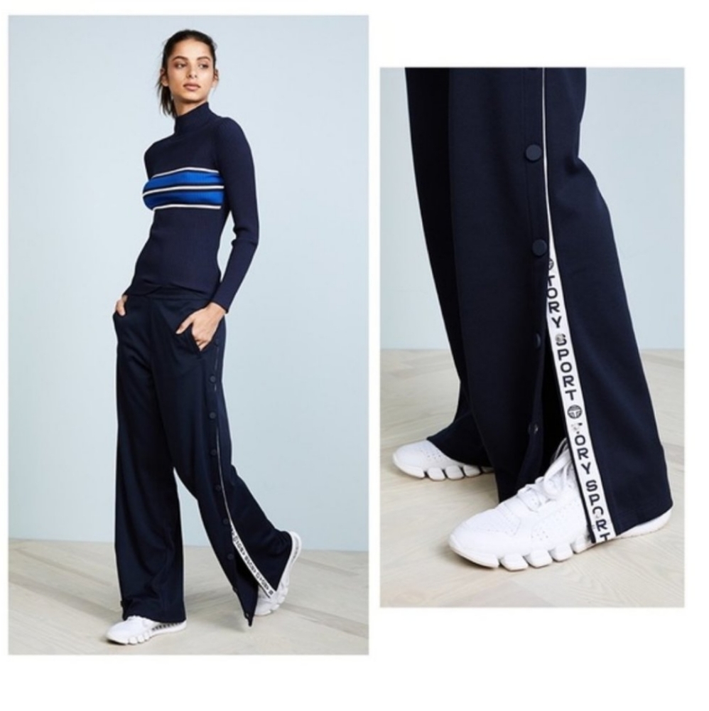 Tory Burch Sport Banner Wide Leg Tear Away Track